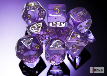 Chessex: 7-Die Set: Lab Dice 5: Translucent: Lavender/Gold