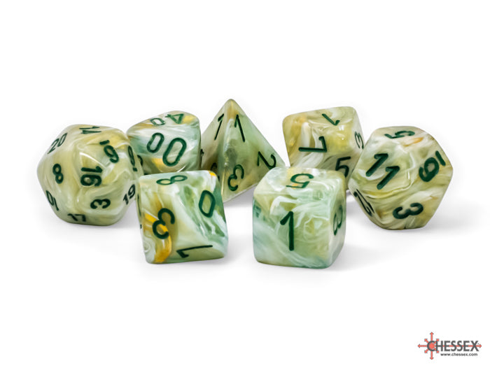 Chessex: Mega-hedral: 7-Die Set: Marble: Green/Dark Green
