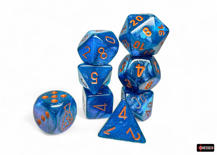 Chessex: 8-Die Set: Lab Dice: Borealis: Midnight/copper – Chimera