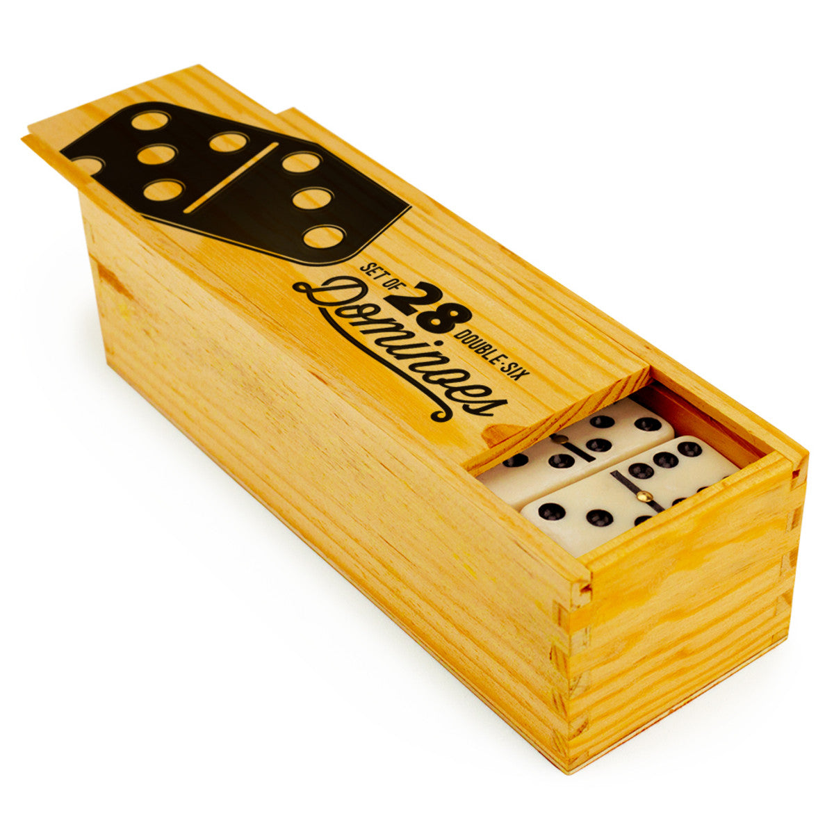 Set Of 28 Double Six Dominoes With Brass Spinners