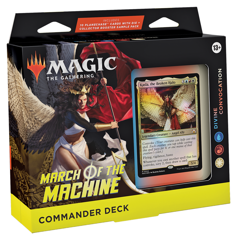 Magic The Gathering Wilds of Eldraine Commander Deck - Virtue and Valor  (100-Card Deck, 2-Card Collector Booster Sample Pack + Accessories)