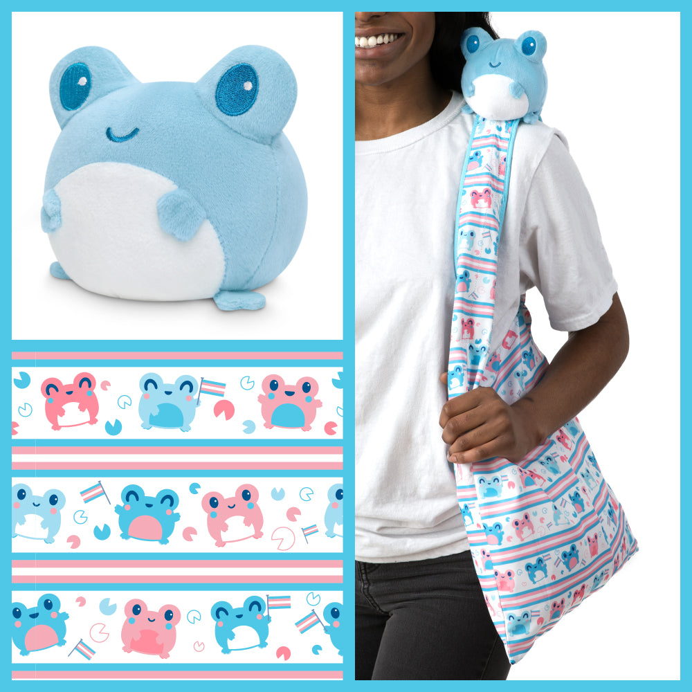 TT: Plushie Tote Bags: Blue Frog / Transgender Pride