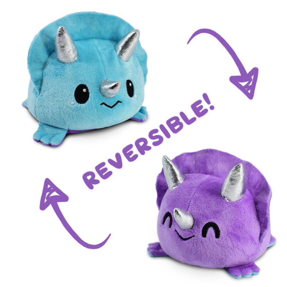 TeeTurtle: Reversible Triceratops Plush - Purple & Blue