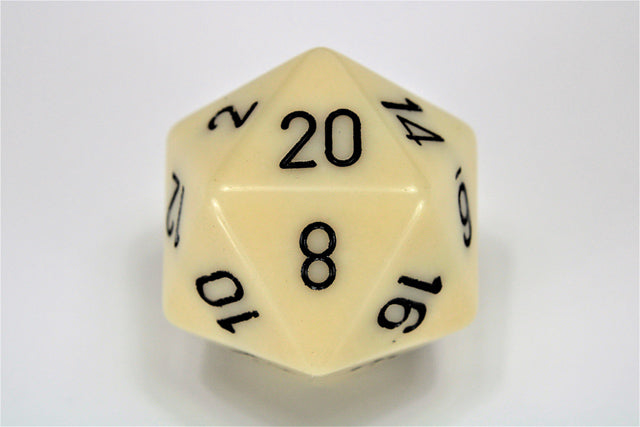 Chessex: 34mm 1d20 Opaque: Ivory/Black (Factory Second)