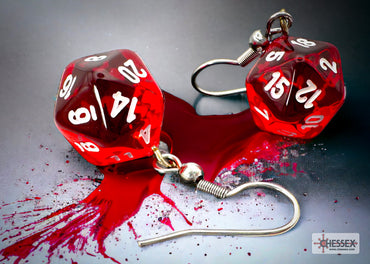 Chessex: Earrings: Hanging: Translucent Red