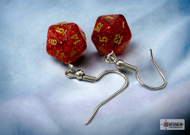 Chessex: Earrings: Hanging: Glitter Ruby