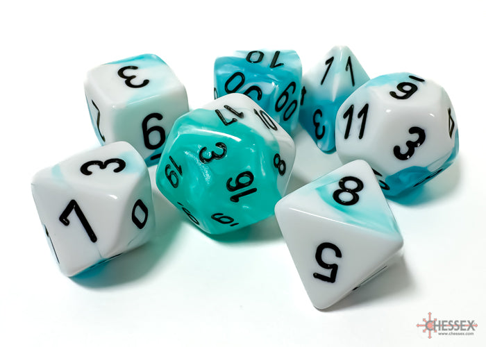 Chessex: 7-Die Set Gemini: Teal-White/Black