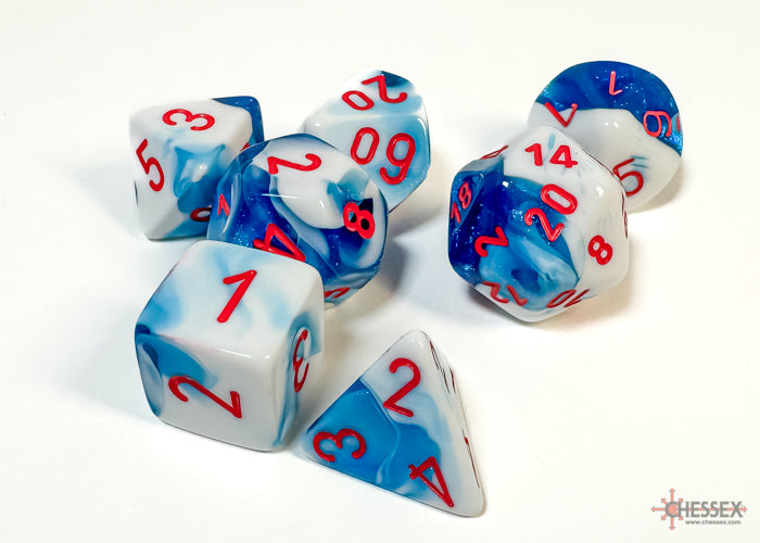 Chessex: 7-Die Set Gemini: Astral Blue-White/Red