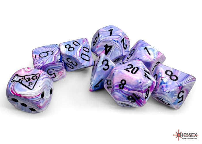 Chessex: 7-Die Set: Lab Dice: Festive: Hydrangea / black