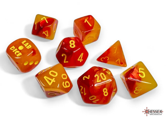 Chessex: 7-Die Set: Lab Dice: Gemini: Gellow-Red / yellow