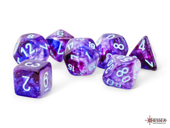 Chessex: Mega-hedral: 7-Die Set: Nebula Luminary: Nocturnal/Blue