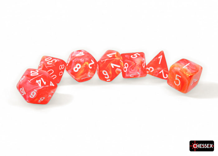 Chessex: 7-Die Set Festive: Dahlia/white Luminary