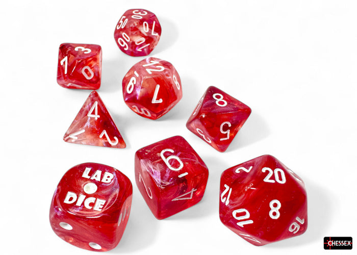 Chessex: 8-Die Set: Lab Dice: Borealis: Passion/white Luminary