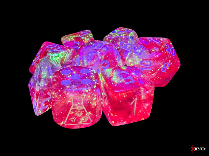Chessex: 8-Die Set: Lab Dice: Borealis: Passion/white Luminary