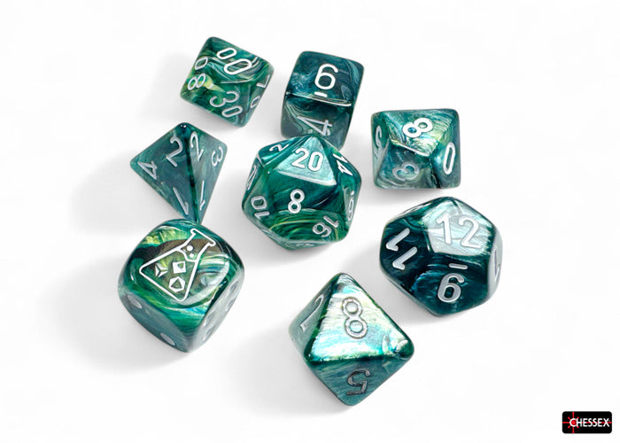 Chessex: 8-Die Set: Lab Dice: Lustrous: Neptune/grey