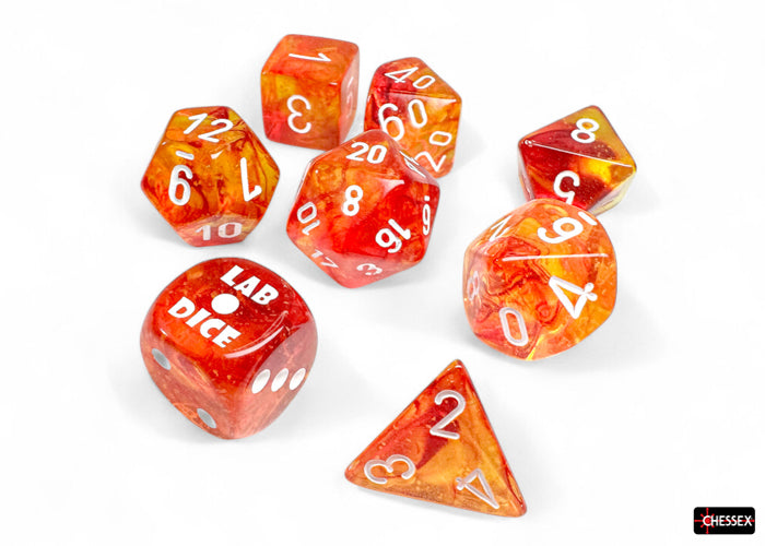 Chessex: 8-Die Set: Lab Dice: Nebula: Molten/White