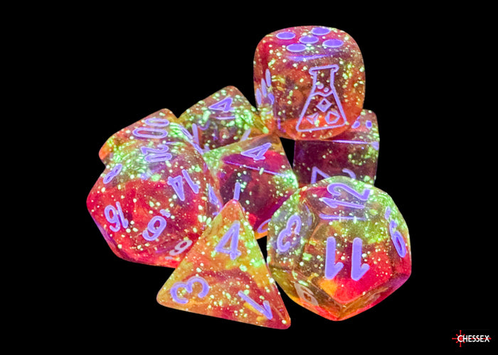 Chessex: 8-Die Set: Lab Dice: Nebula: Molten/White