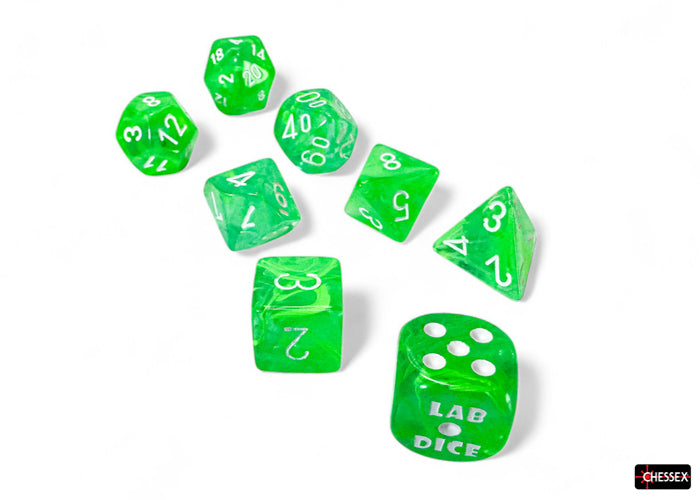 Chessex: 8-Die Set: Lab Dice: Nebula: Gelatinous/White