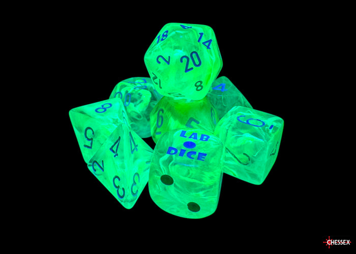 Chessex: 8-Die Set: Lab Dice: Nebula: Gelatinous/White