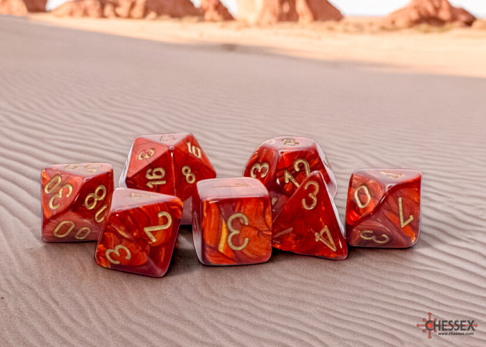 Chessex: Mega-hedral: 7-Die Set: Scarab: Scarlet/Gold