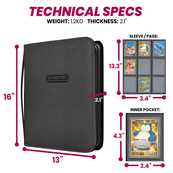 Evoretro: Toploader Binder: 9pkt: Black-Red