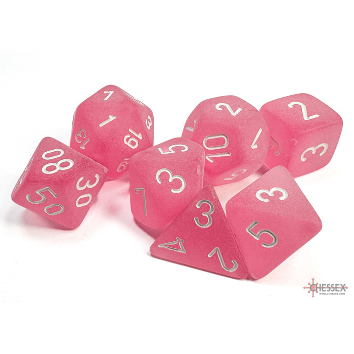 Chessex: 7-Die Set: Frosted: Pink/White