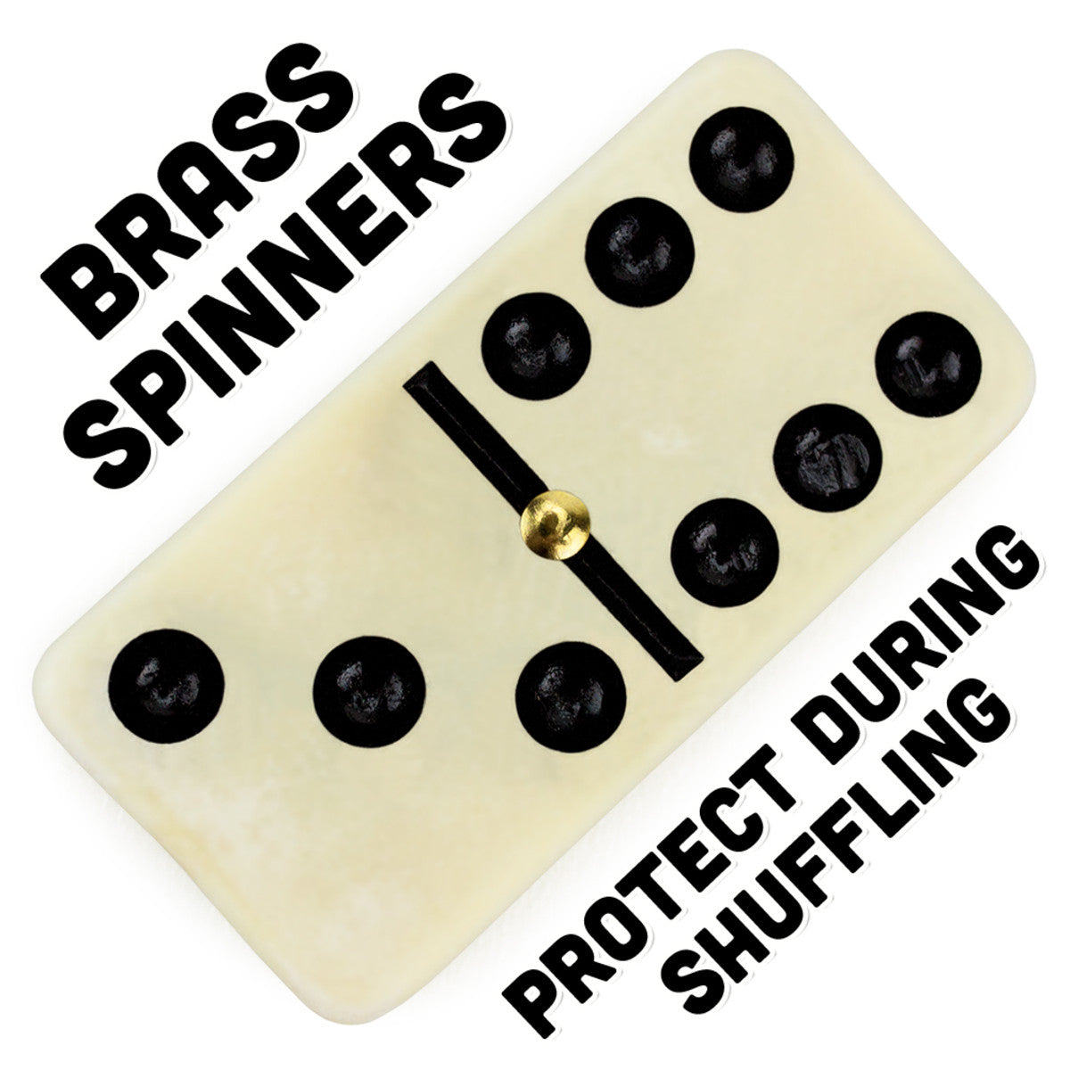 Set Of 28 Double Six Dominoes With Brass Spinners