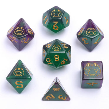 HymGho Dice: Wyrmforged Rollers: Rounded Plastic Polyhedral Dice: Bog Frog