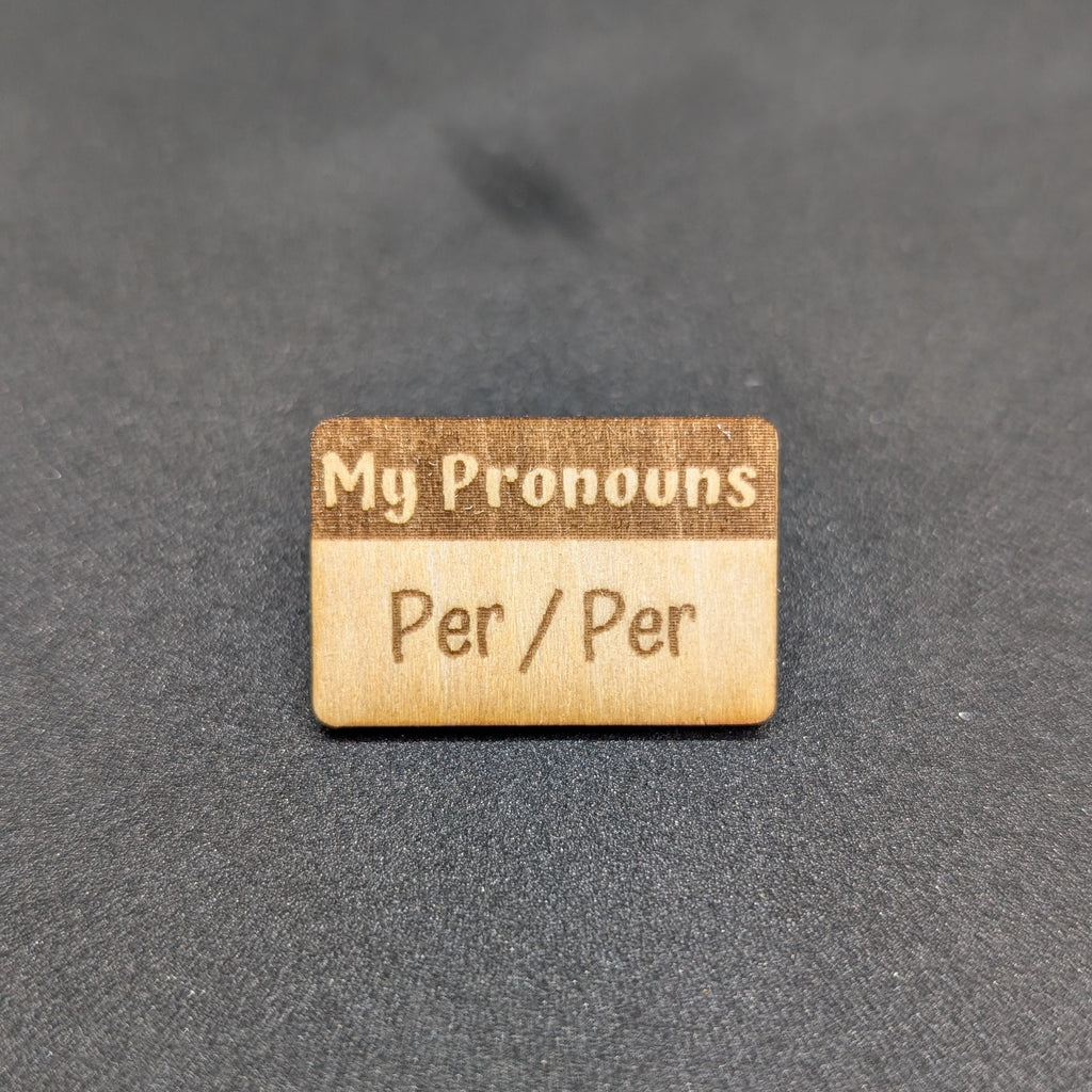T&T: Handmade Wood Pronoun Pins