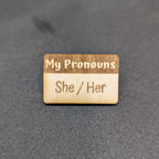 T&T: Handmade Wood Pronoun Pins