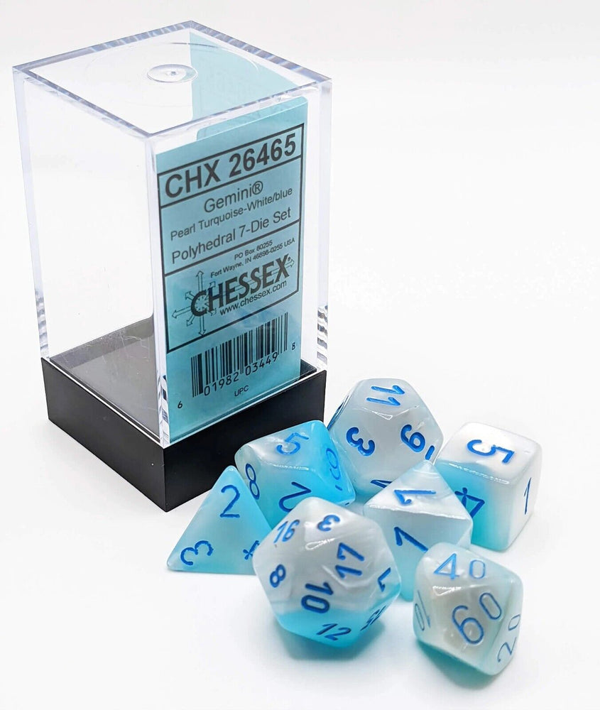 Chessex: 7-Die Set Gemini: Turquoise - White/Blue