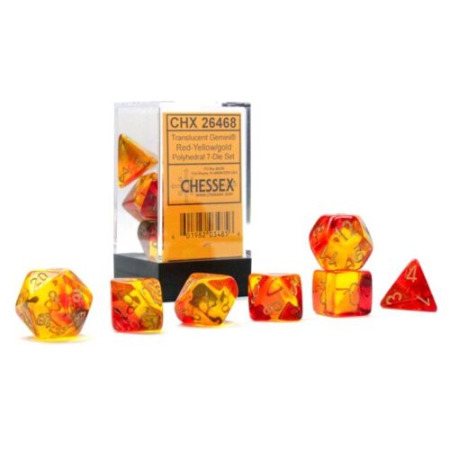 Chessex: 7-Die Set: Translucent: Red-Yellow / Gold