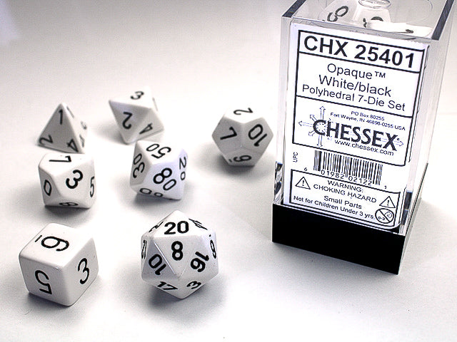 Chessex: 7-Die Set Opaque: White/Black