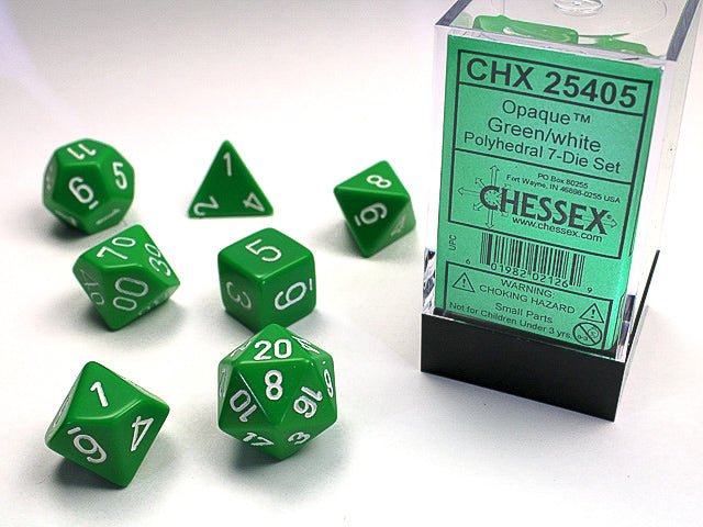 Chessex: 7-Die Set Opaque: Green/White