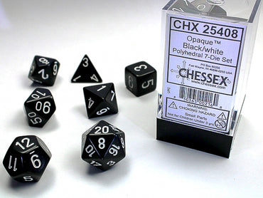 Chessex: 7-Die Set: Opaque: Black/White