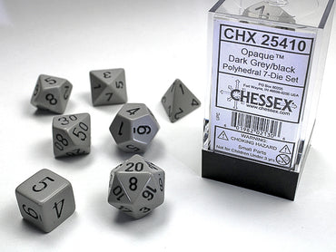 Chessex: 7-Die Set: Opaque: Grey/Black