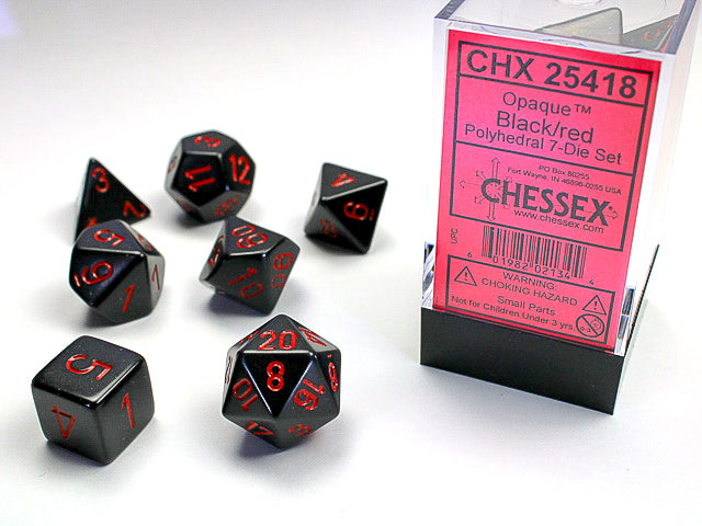 Chessex: 7-Die Set: Opaque: Black/Red