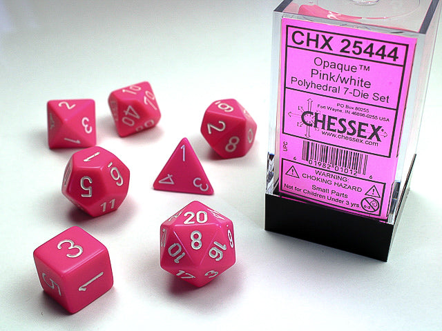 Chessex: 7-Die Set: Opaque: Pink/White