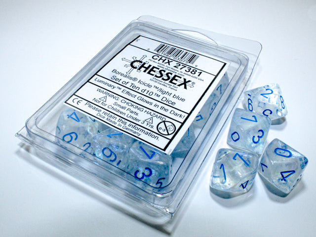 Chessex: 10 d10: Borealis Luminary: Icicle/Light Blue