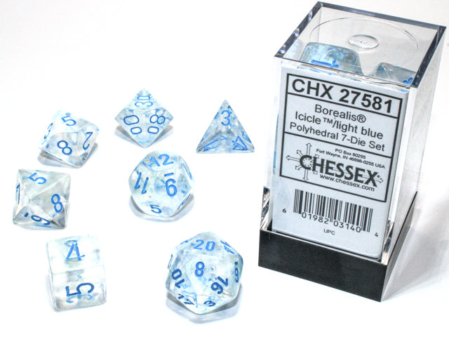 Chessex: 7-Die Set: Borealis Luminary: Icicle/Light Blue