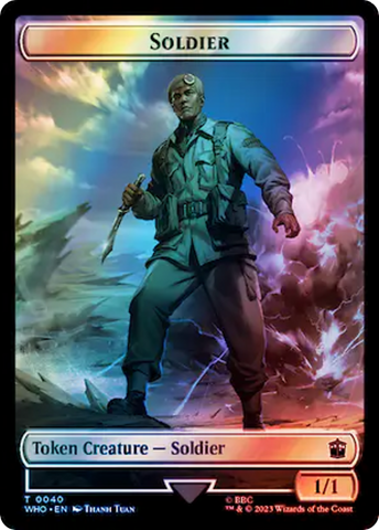 Soldier // Cyberman Double-Sided Token (Surge Foil) [Doctor Who Tokens]