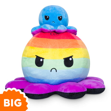 TT: Reversible BIG Octopus Plush: Black Rainbow