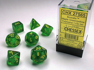 Chessex: 7-Die Set: Borealis: Maple Green/Yellow