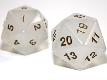 Chessex: 55mm 1d20 Translucent: Pearl / Gold