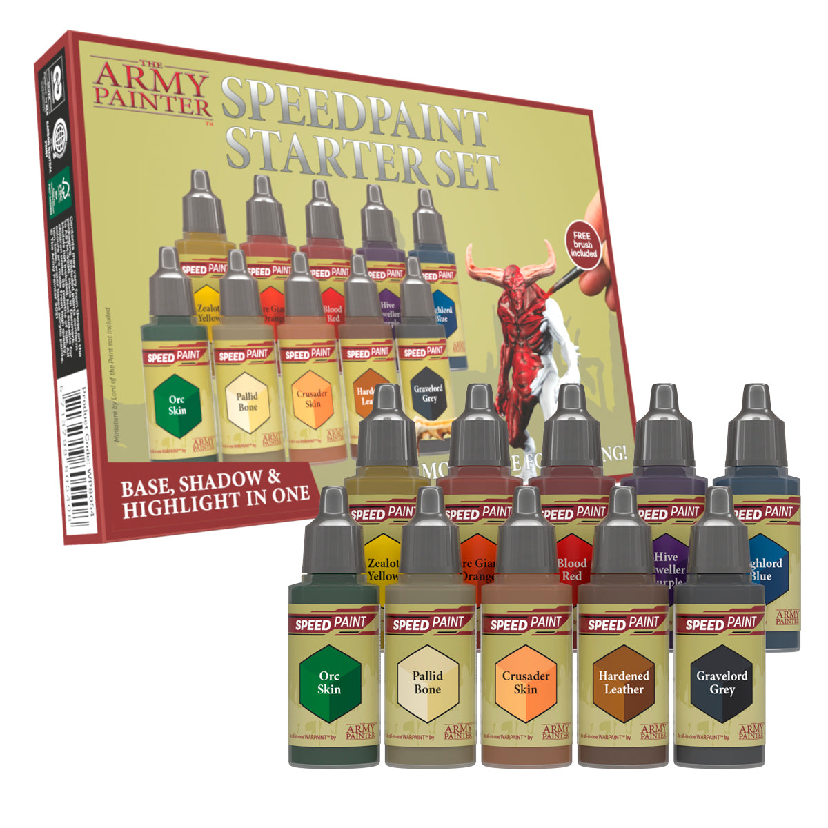 The Army Painter - Miniature Paint Sets - Model Paint Set - 18 Acrylic Paints Kit for Models, 2 Hobby Paint Brushes, Miniature Primer, Quickshade