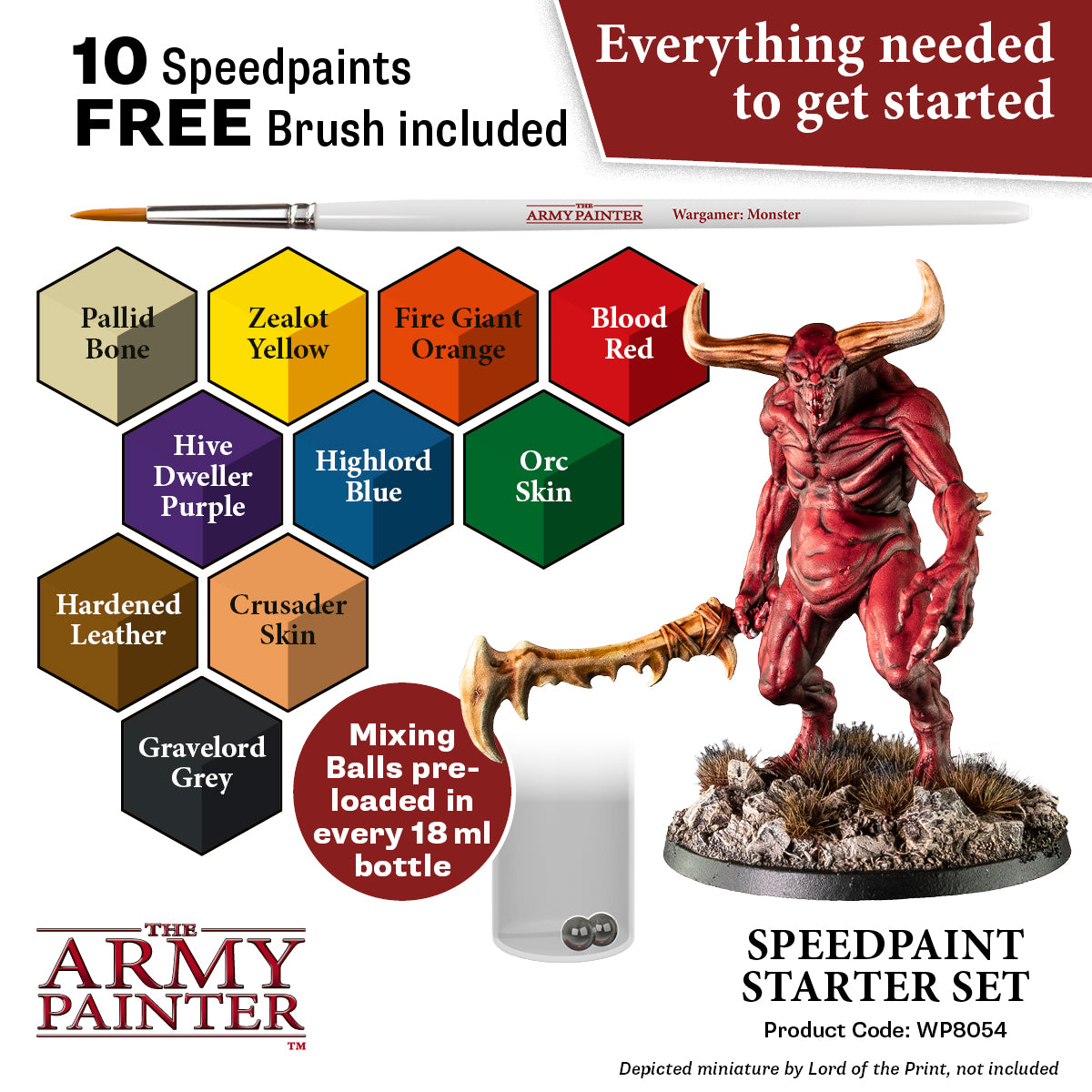  The Army Painter Speedpaint Mega Set - 24 x 18ml Speed Paint  Kit Pre Loaded with Mixing Balls and 1 Brush- Base, Shadow and Highlight in  One Miniature and Plastic Model