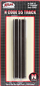 Atlas: Code 55 Track w/Nickel-Silver Rail & Brown Ties - Straight - 6" 15.2cm pkg(6)