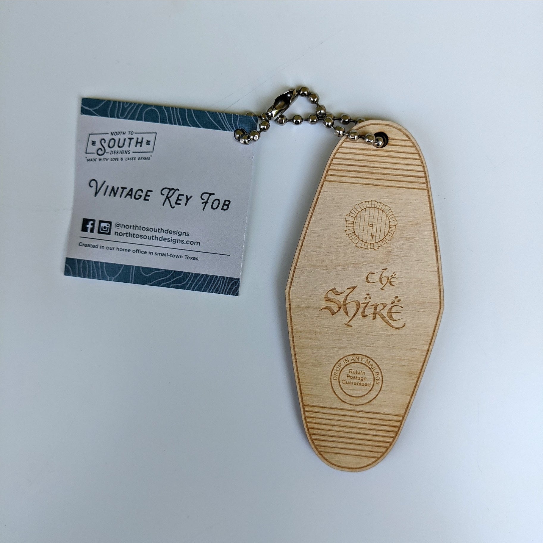 North to South Designs: Wood: Keychain: LotR - The Shire