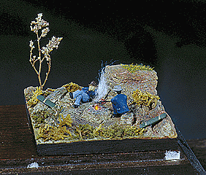 Miniature Scene: Hobo Camp w/Working Fire
