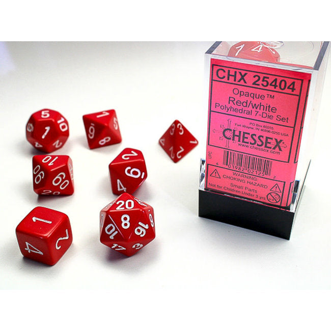 Chessex: 7-Die Set Opaque: Red/White